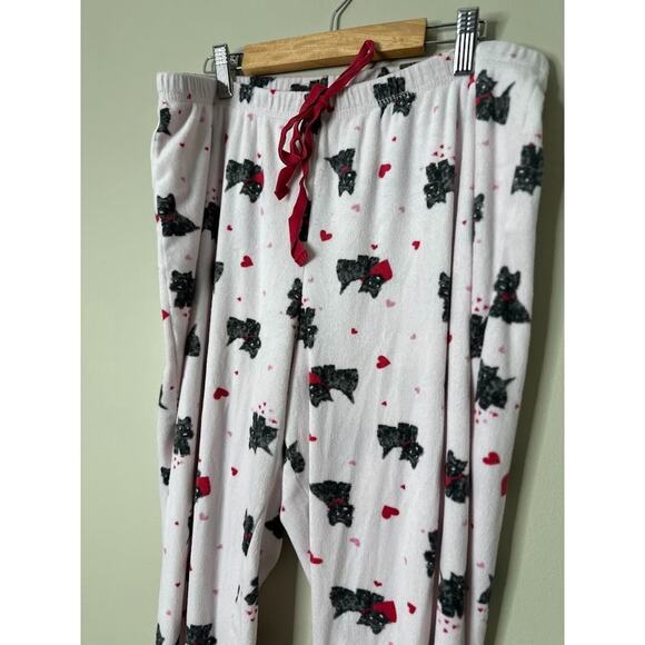 Laura Ashley M Scottie Dog Pajamas 2pc Pink Heart Valentine Fleece Long Sleeve - Picture 6 of 11